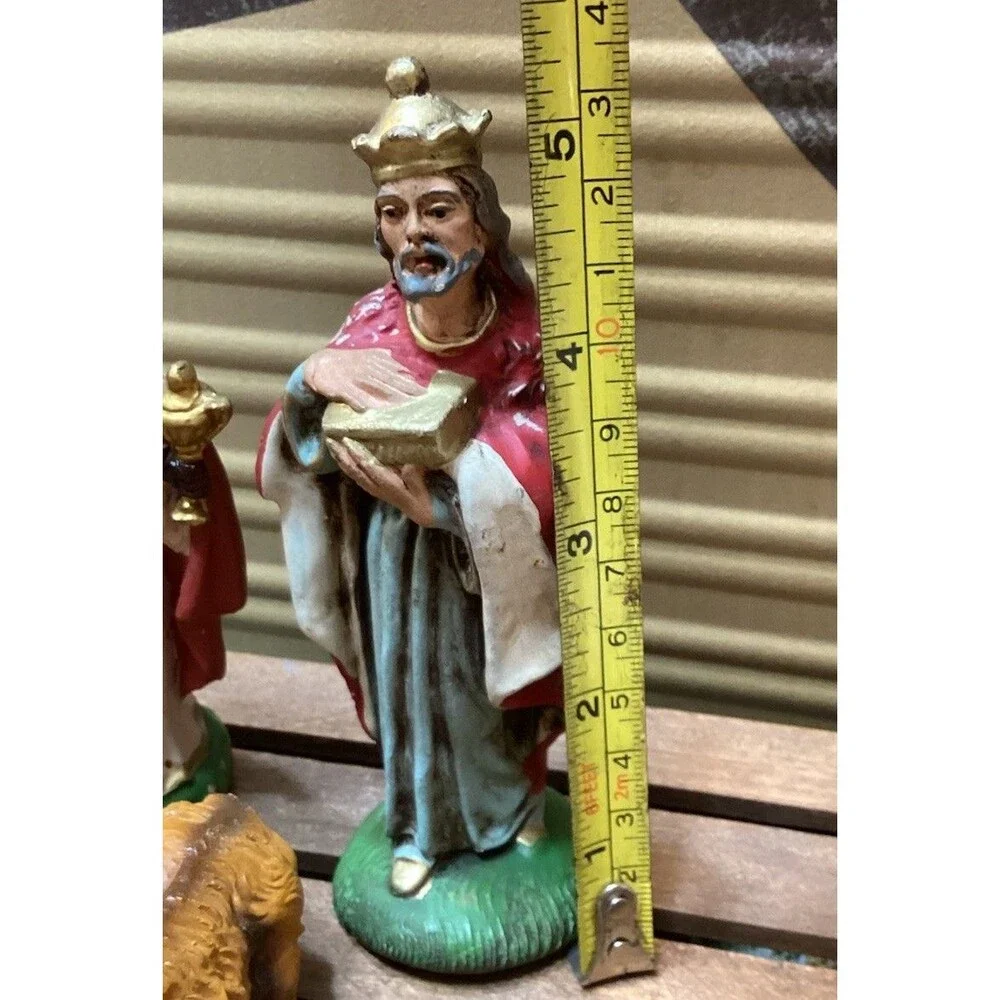 Italy Nativity COW/OX & Wisemen Paper Mache Composite Figure Replacement Vintage